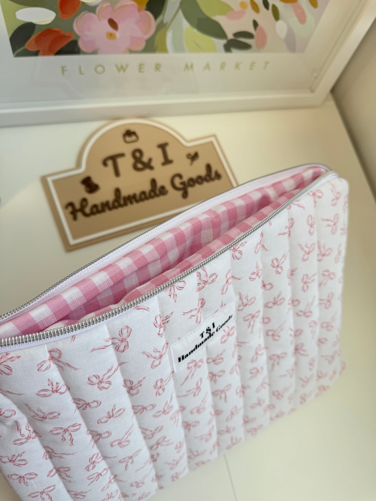 Mini Pink bow Laptop Sleeve