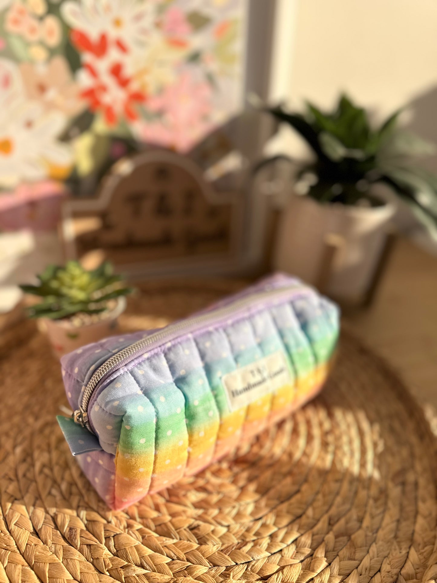 Polka Dot Rainbow BOXY PENCIL MULTIPURPOSE CASE