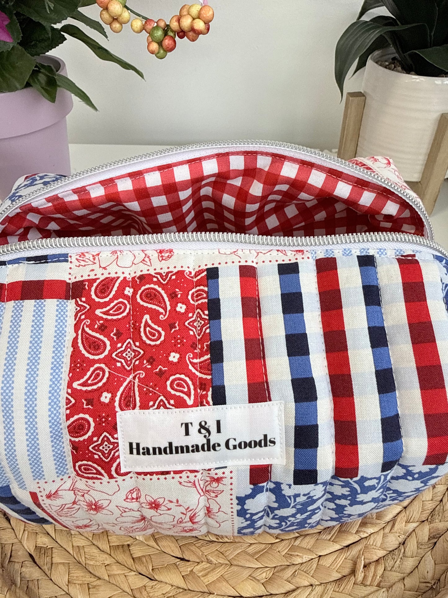 Floral striped patch large Multipurpose Bag