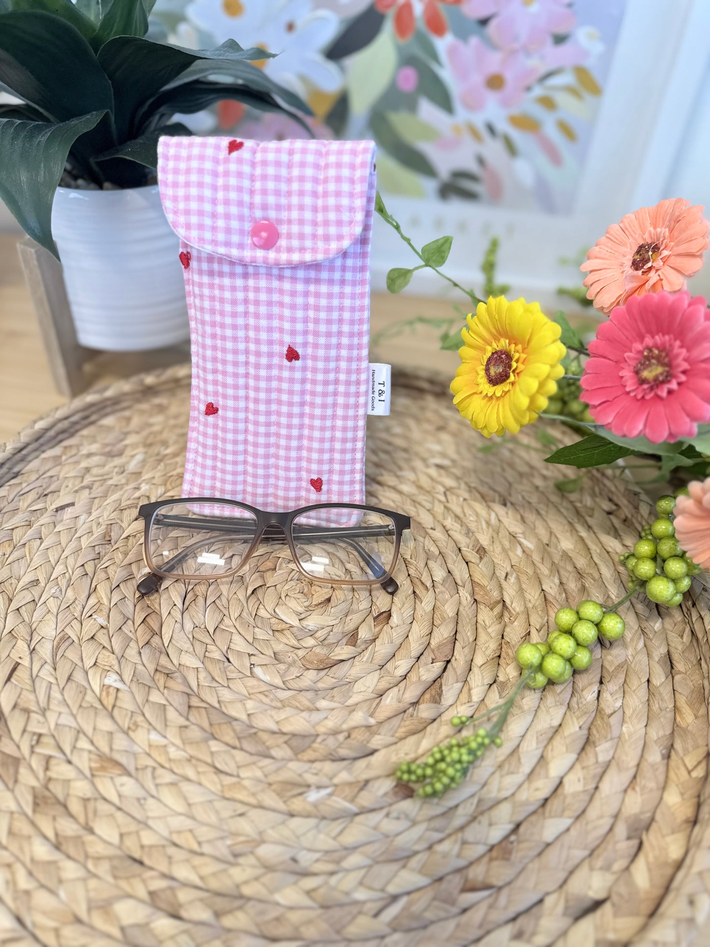 Pink love Glasses Case