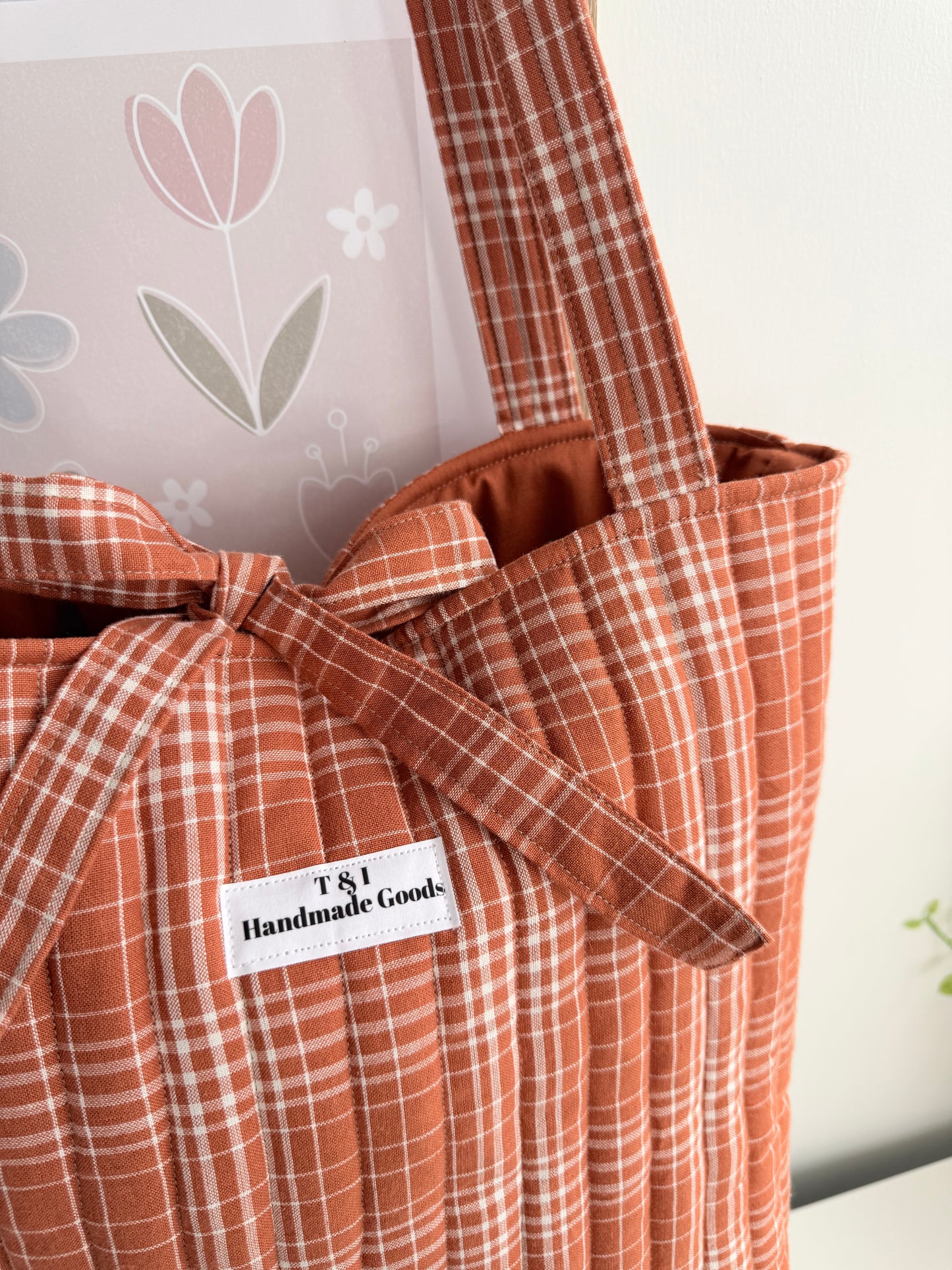 Orange Plaid Tote Bag