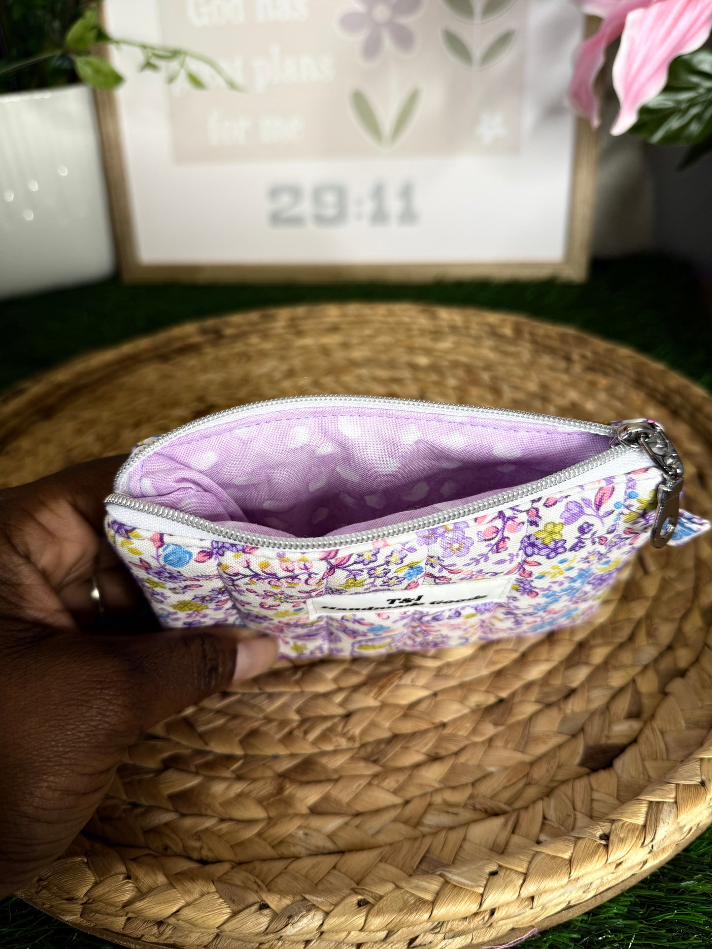 Purple Floral Keychain Wallet