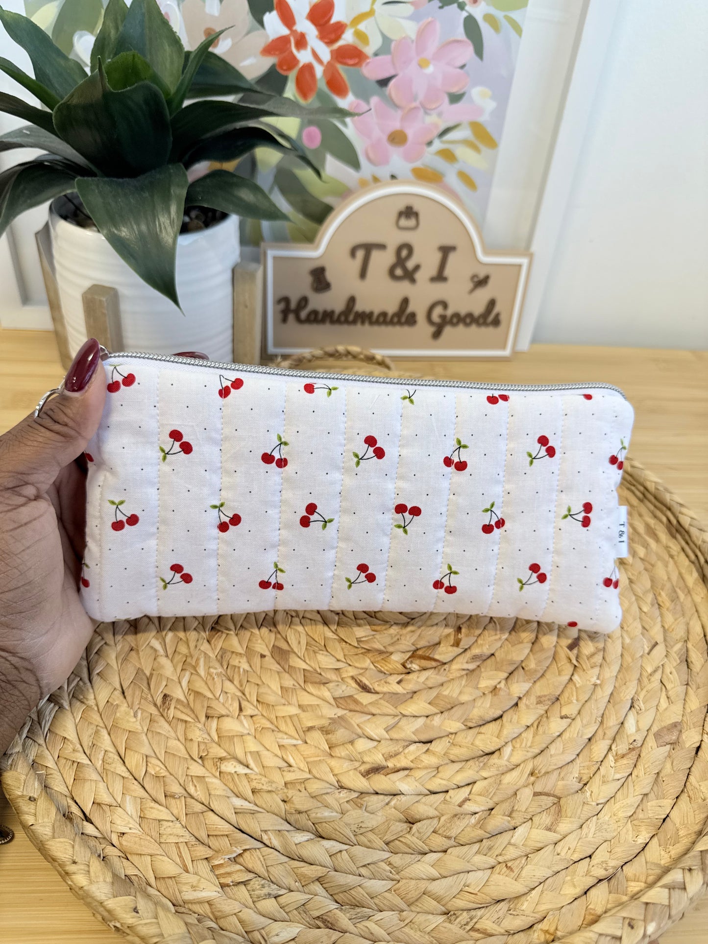Cherry Dot Flat pencil Pouch