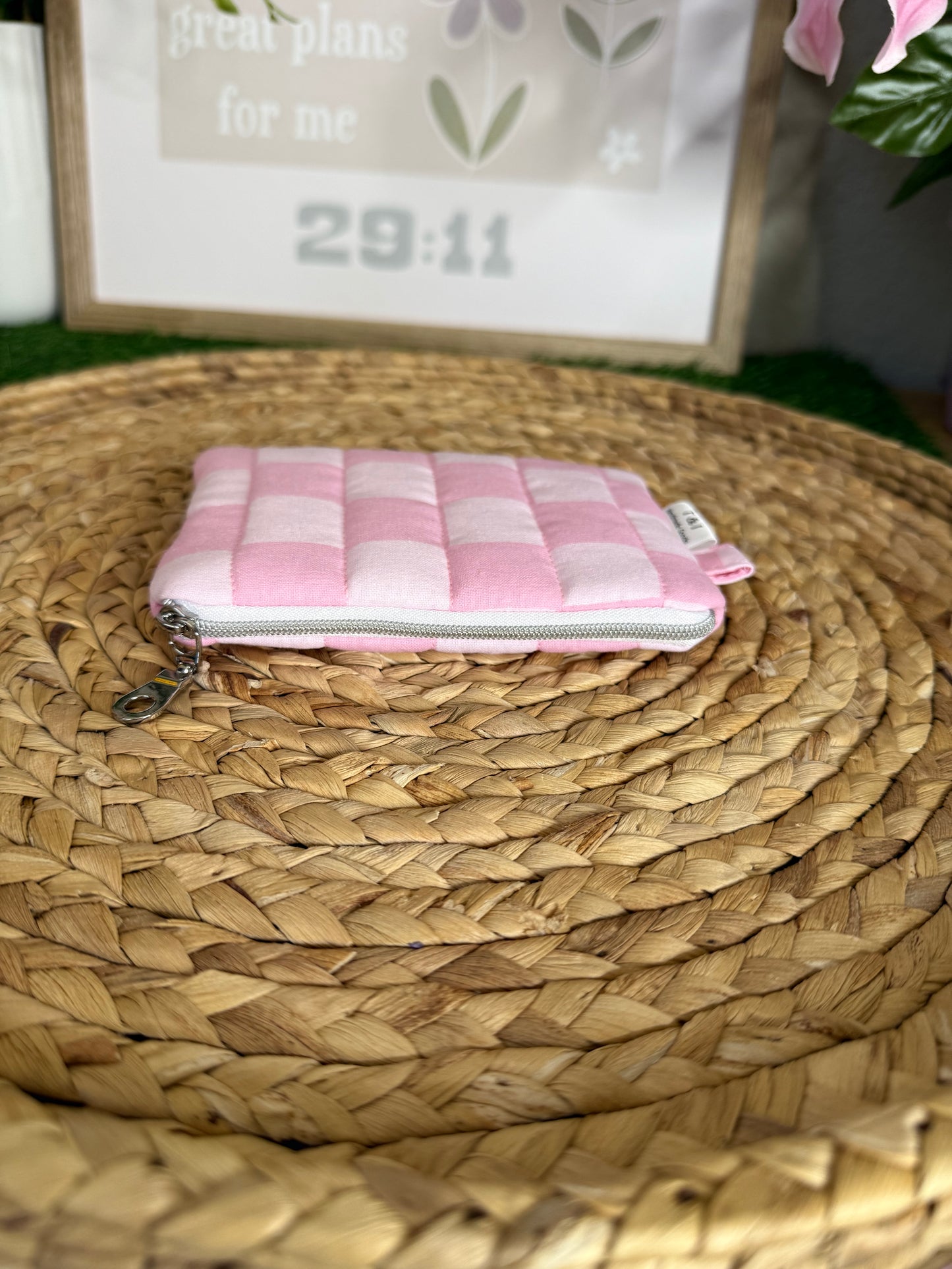 Pink Checker Keychain Wallet
