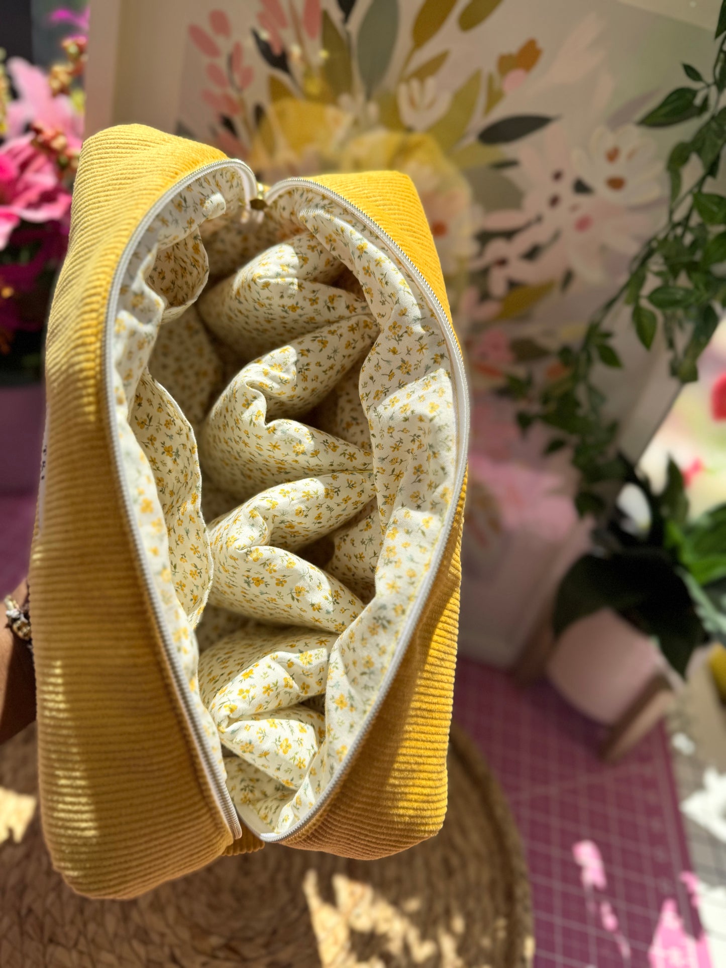 Corduroy yellow floral Dyson Bag