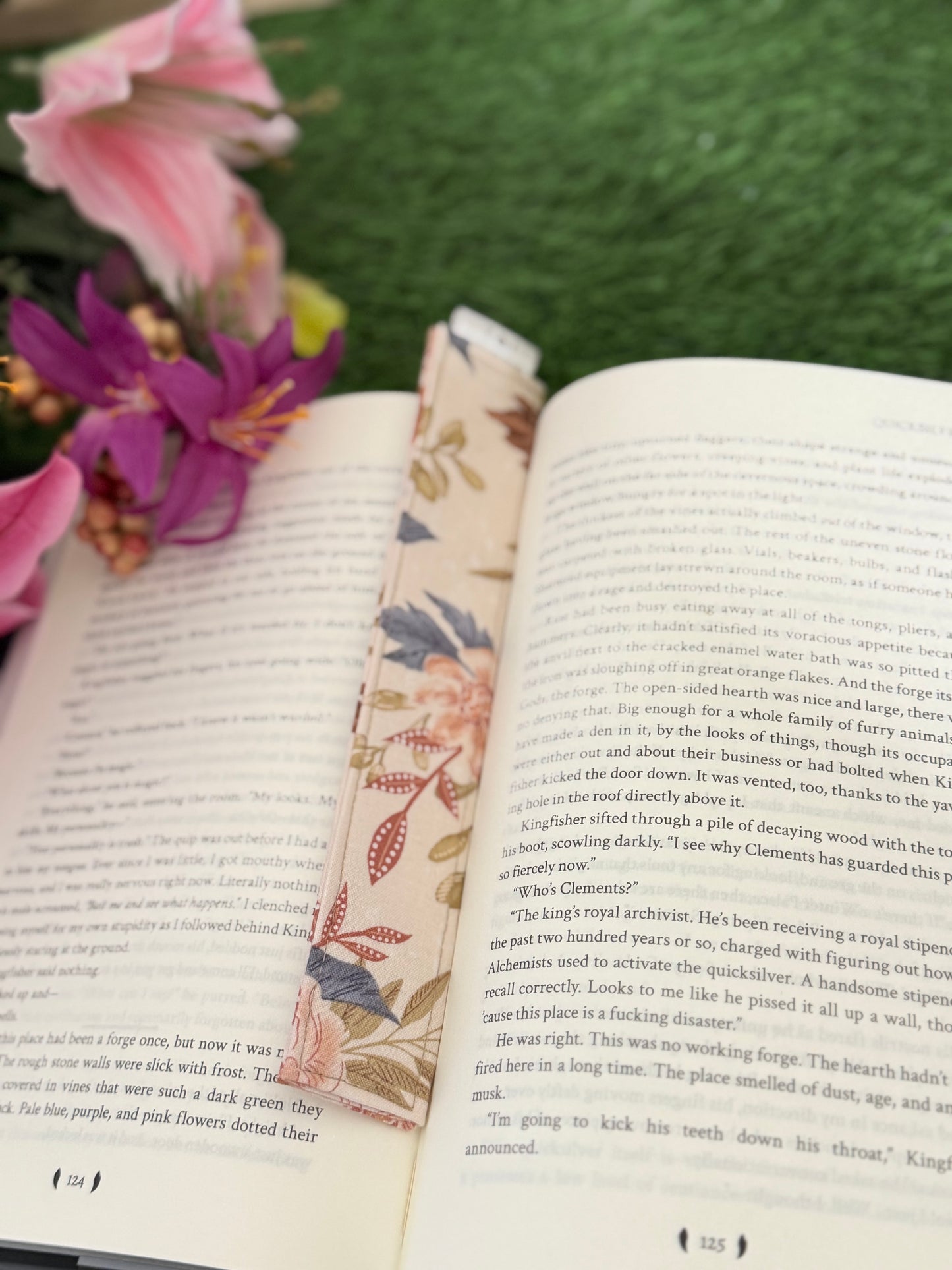 Earthy botanical Floral Fabric Bookmark