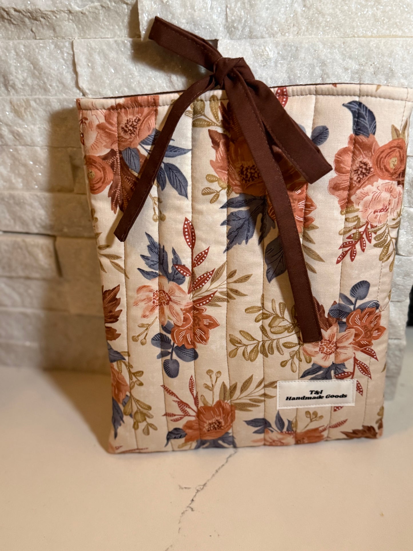 Earthy botanical floral Book Sleeve w/bow