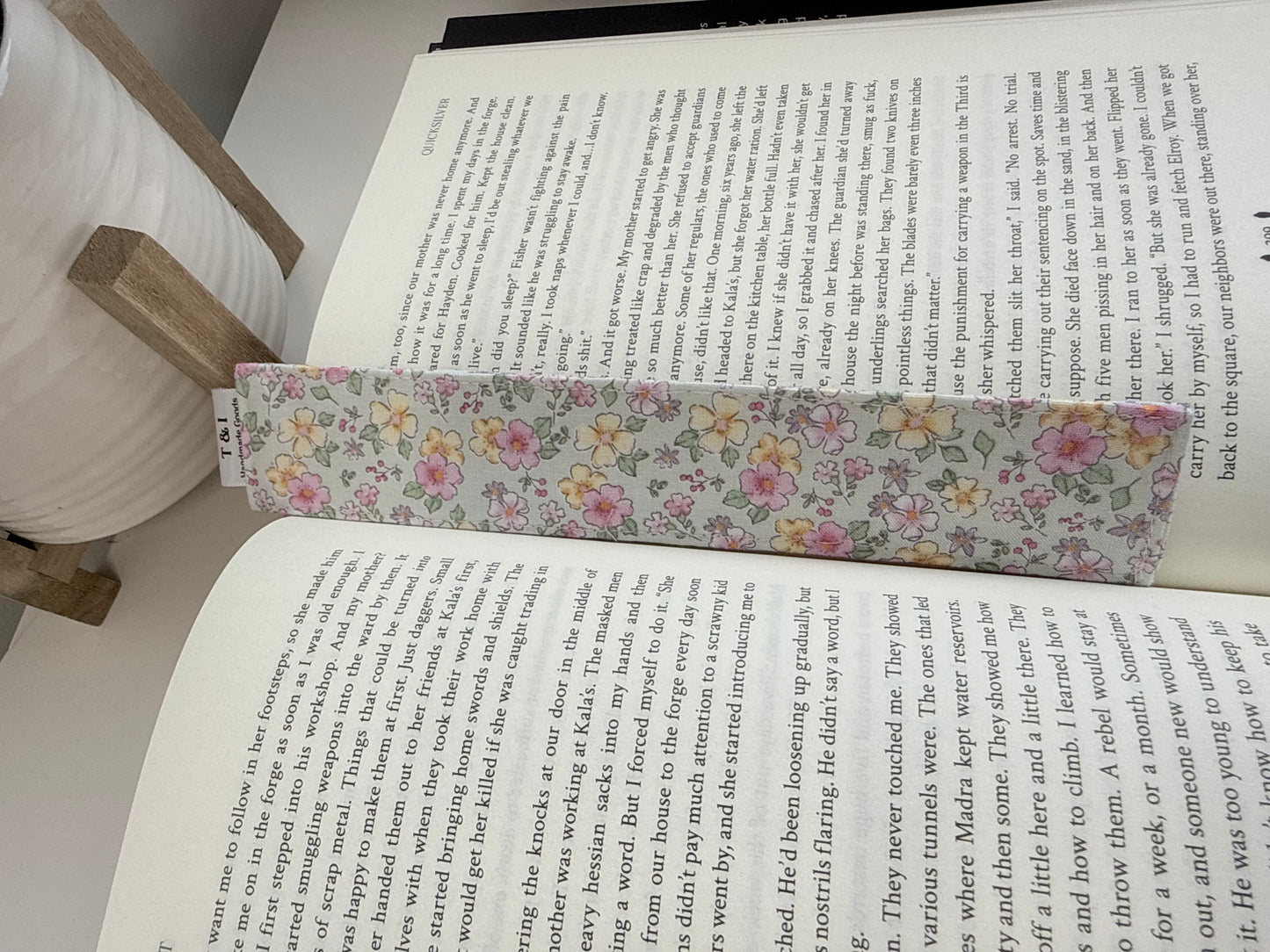 Pastel floral Fabric Bookmark