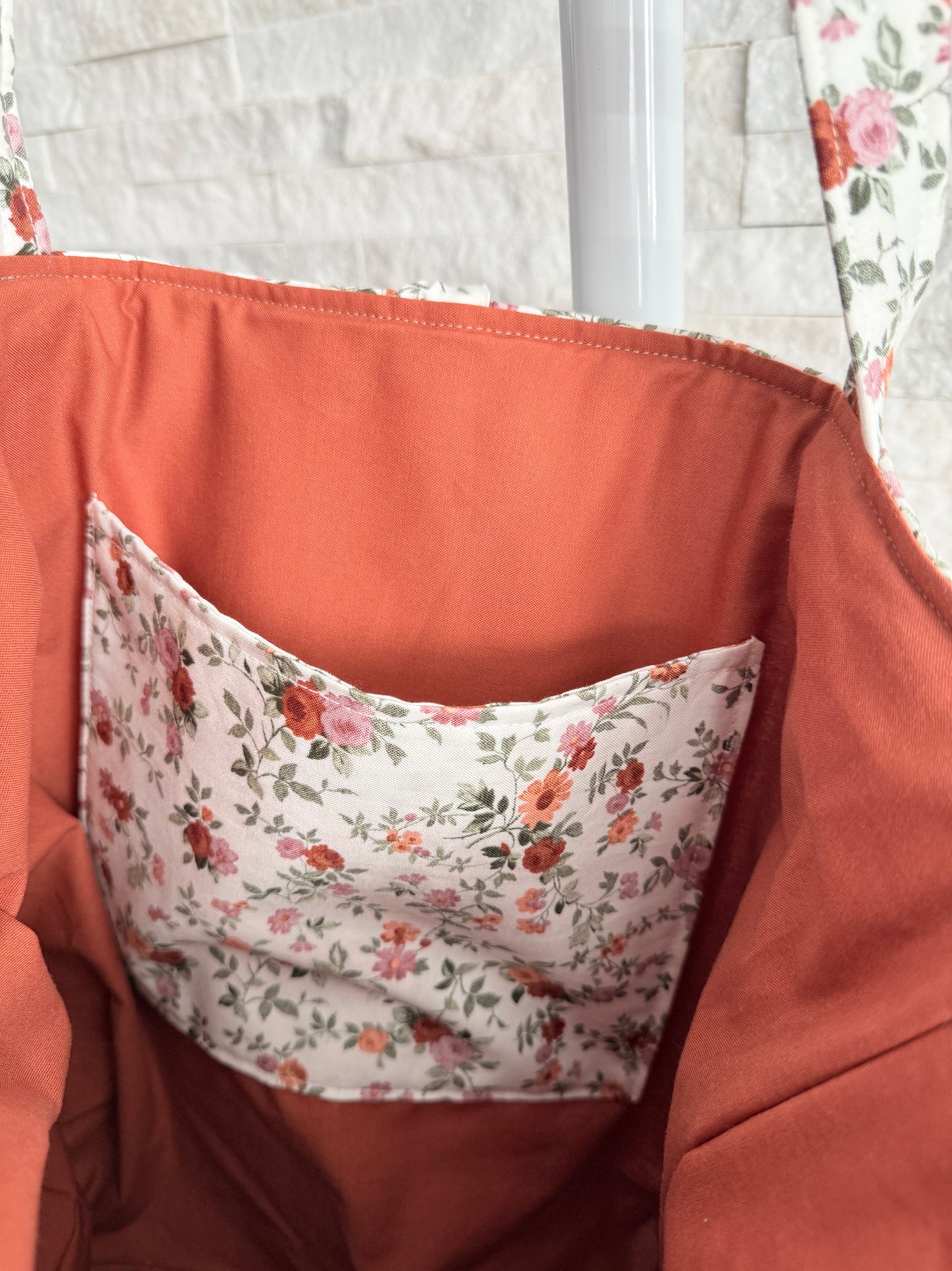 Mauve Floral Tote Bag