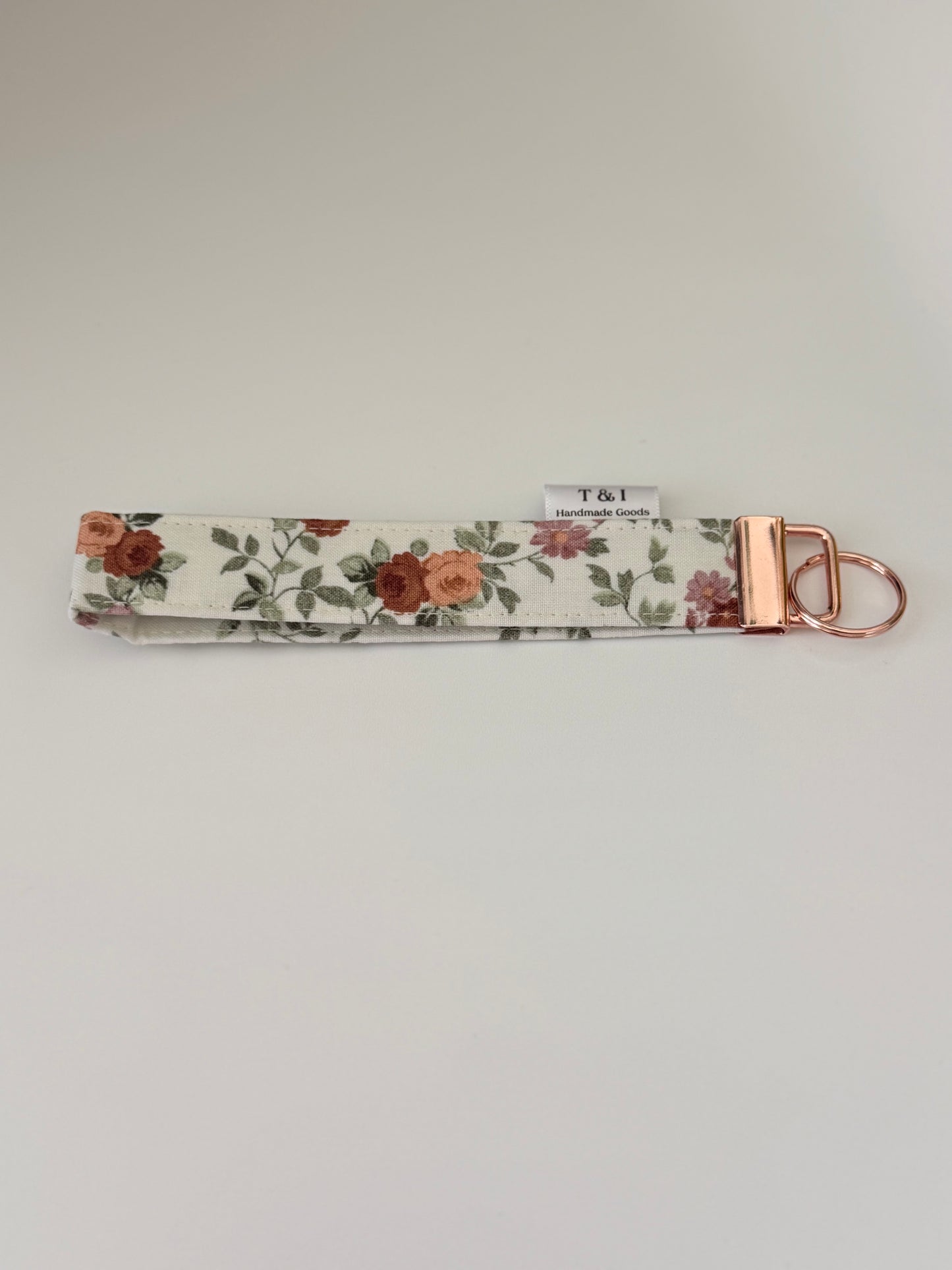 Mauve Floral Wristlet Keychain