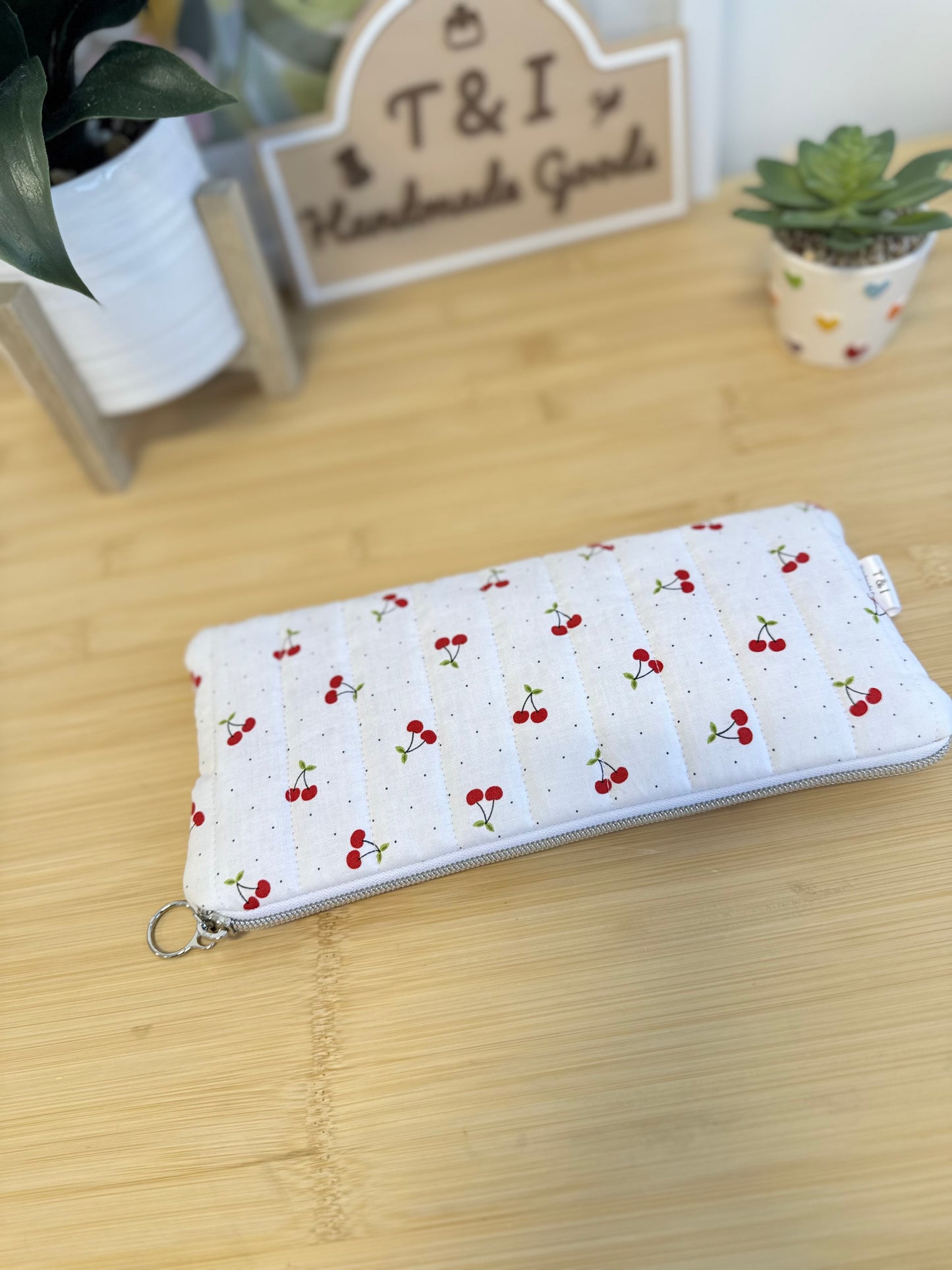 Cherry Dot Flat pencil Pouch