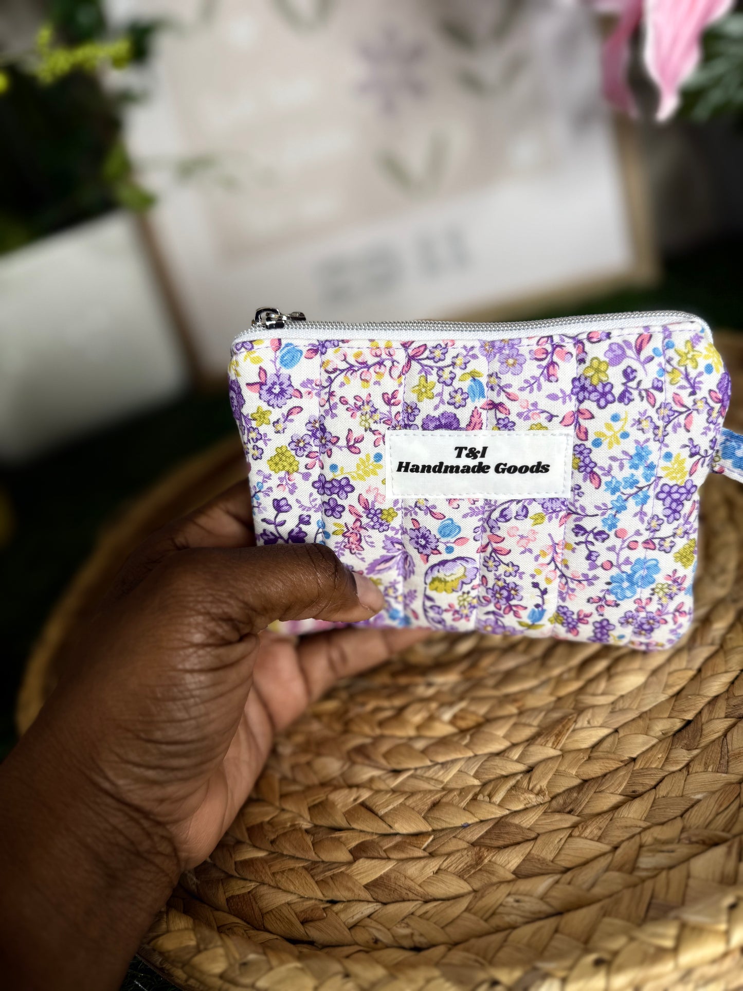 Purple Floral Keychain Wallet