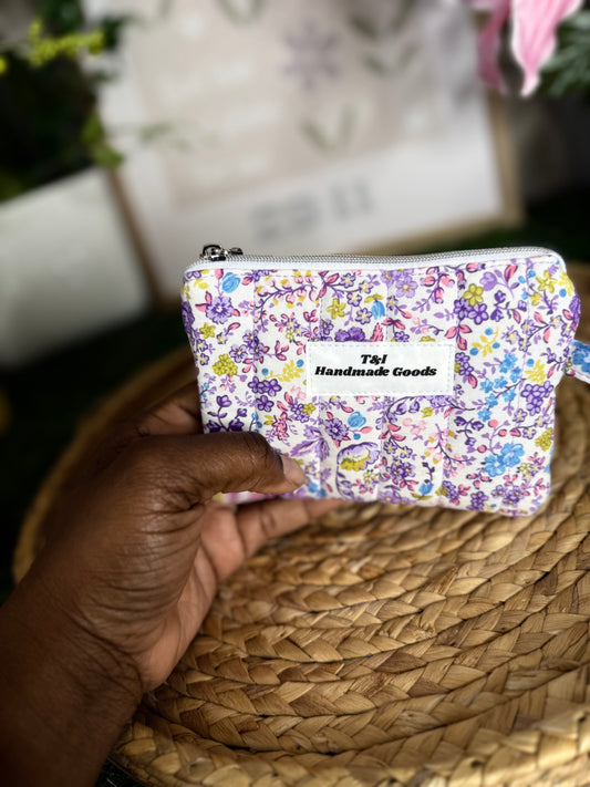 Purple Floral Keychain Wallet