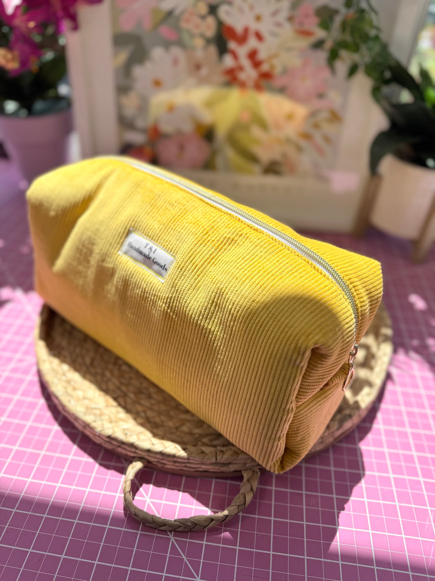 Corduroy yellow floral Dyson Bag