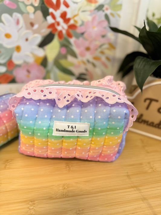 Polka dot Rainbow Ruffle Medium Multipurpose Bag
