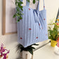 Embroidered Cherry Patch Tote Bag