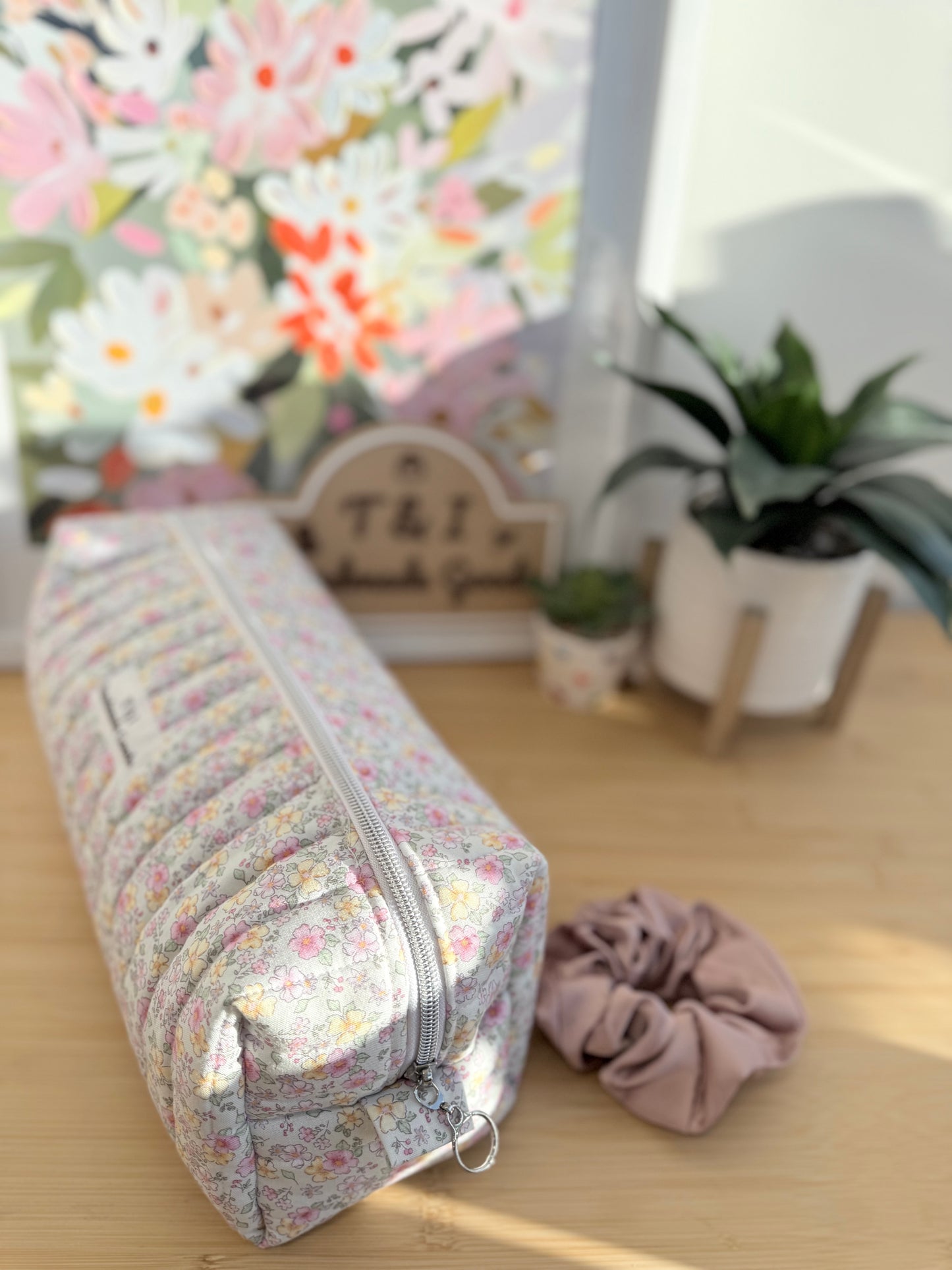 Pastel Floral Hair Tools Bag