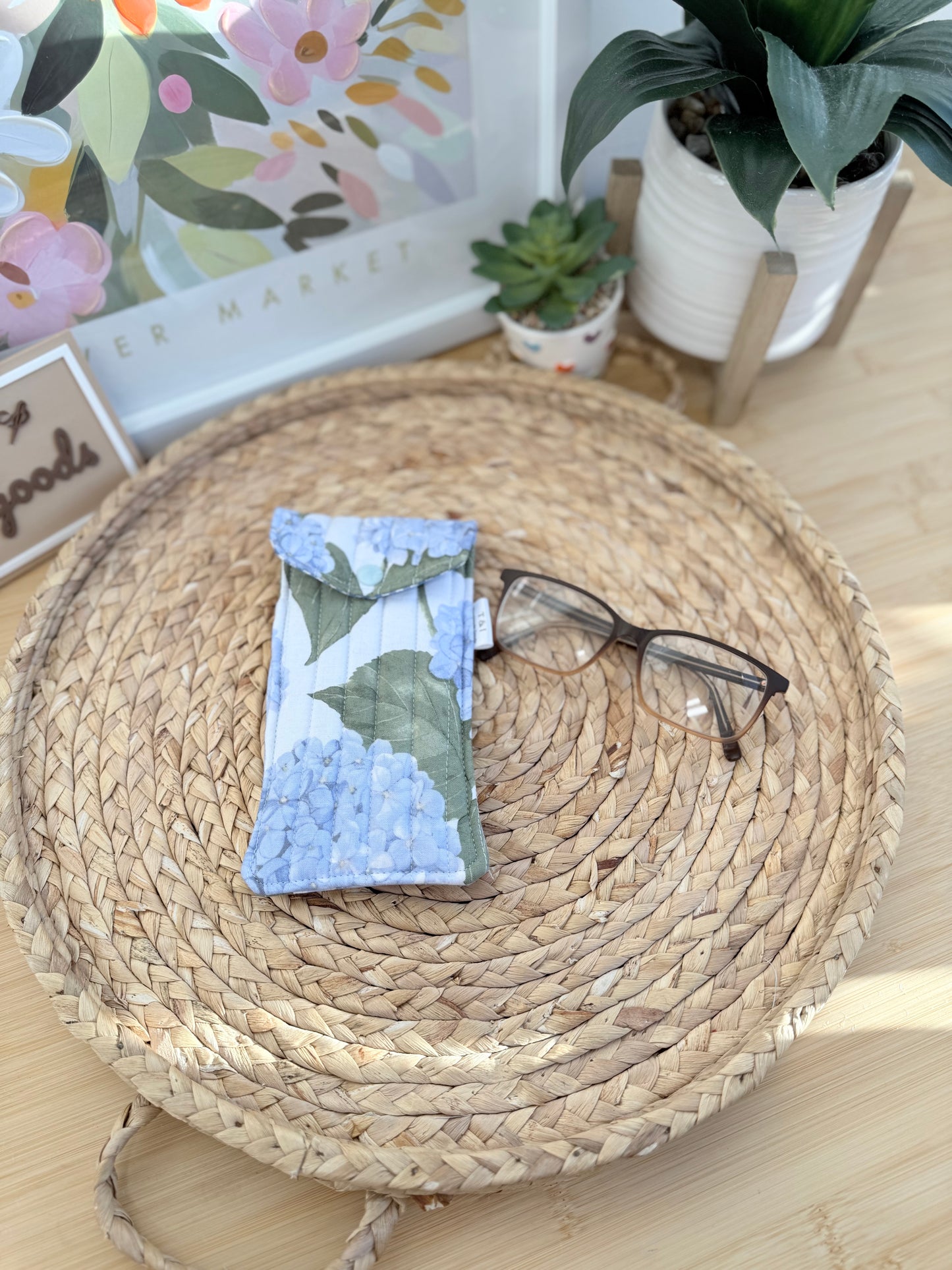 Blue Hydrangeas Glasses Case