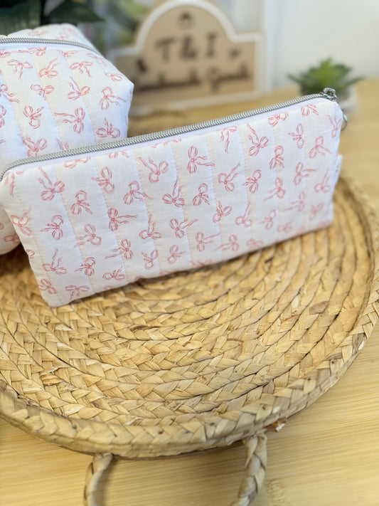 Mini bow Flat pencil Pouch
