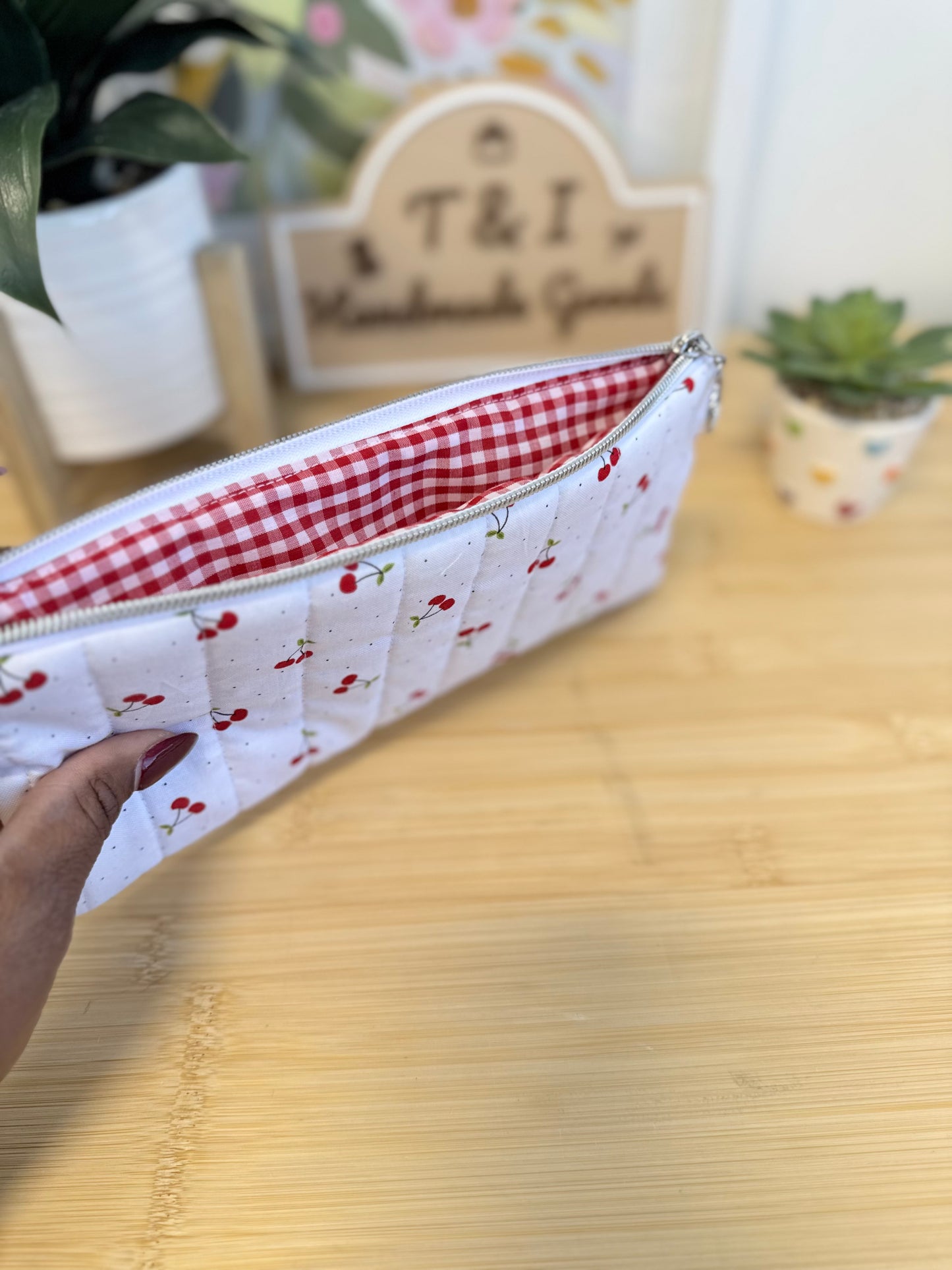 Cherry Dot Flat pencil Pouch