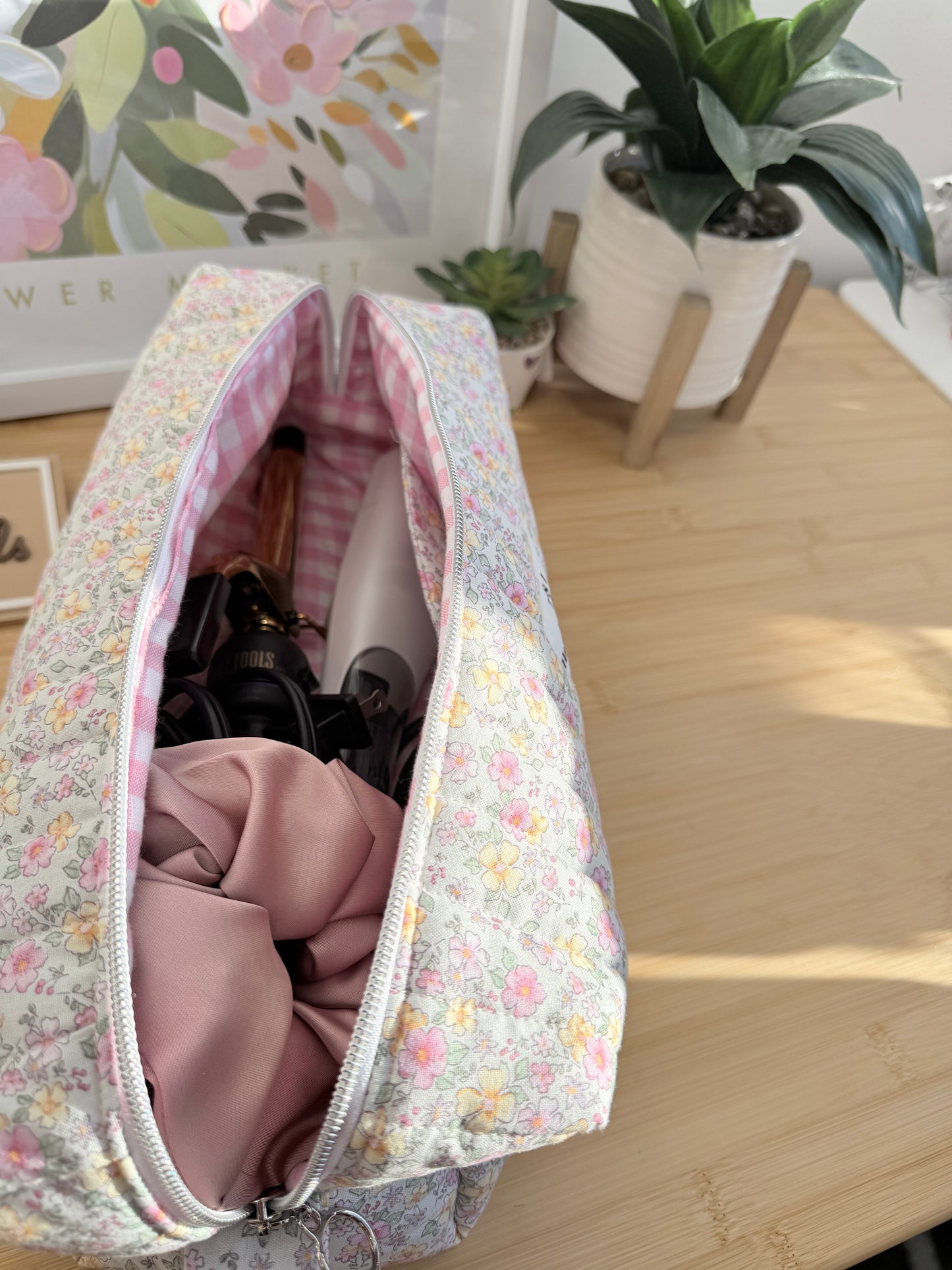 Pastel Floral Hair Tools Bag