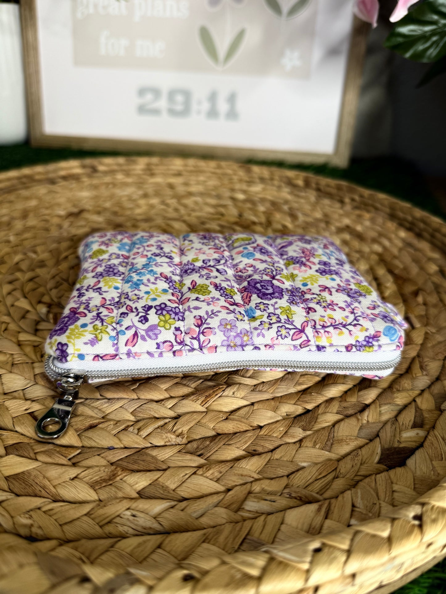 Purple Floral Keychain Wallet
