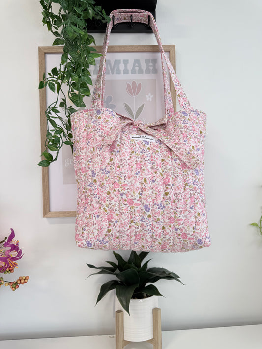 Pink Floral Tote Bag