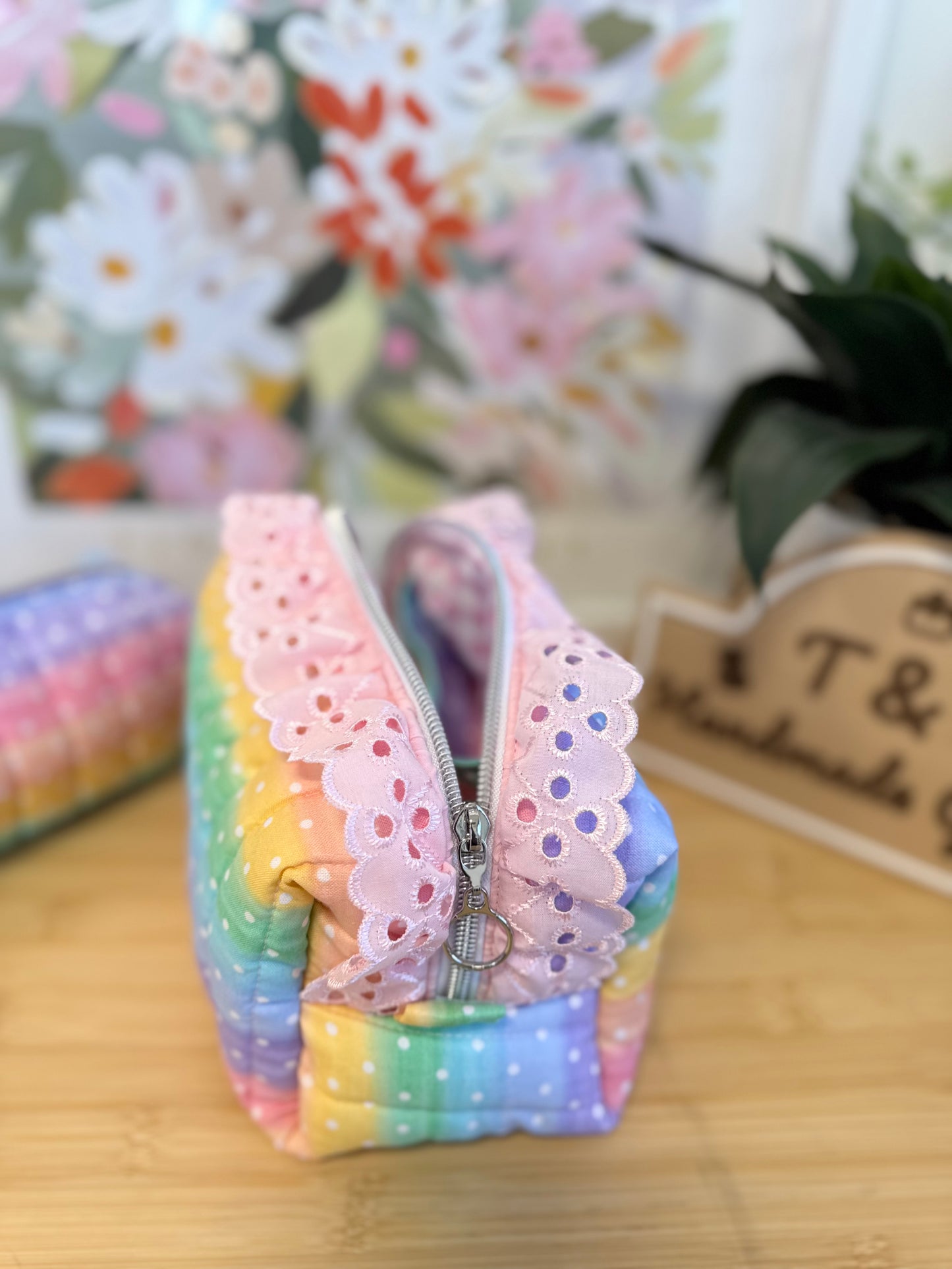 Polka dot Rainbow Ruffle Medium Multipurpose Bag