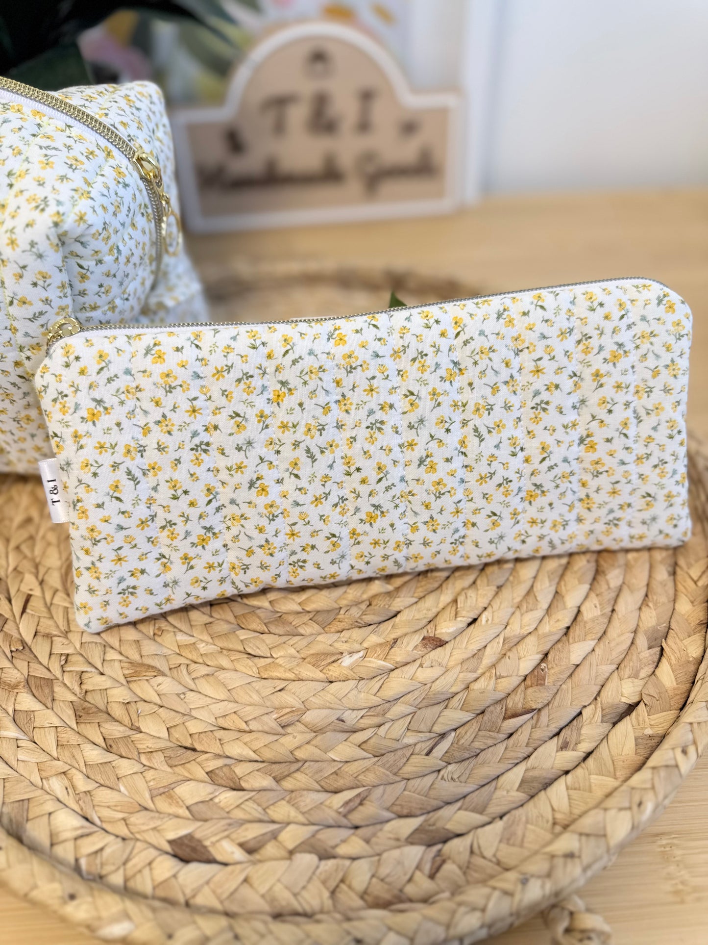 Yellow Floral pencil Pouch