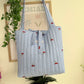 Embroidered Cherry Patch Tote Bag
