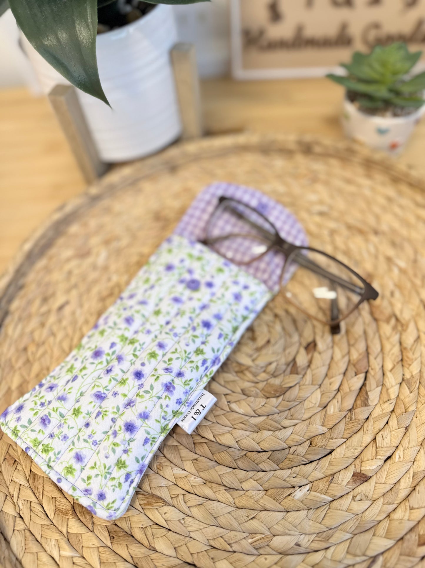 Purple Wildflower Glasses Case