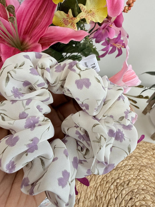 Purple Floral Scrunchie (Chiffon)
