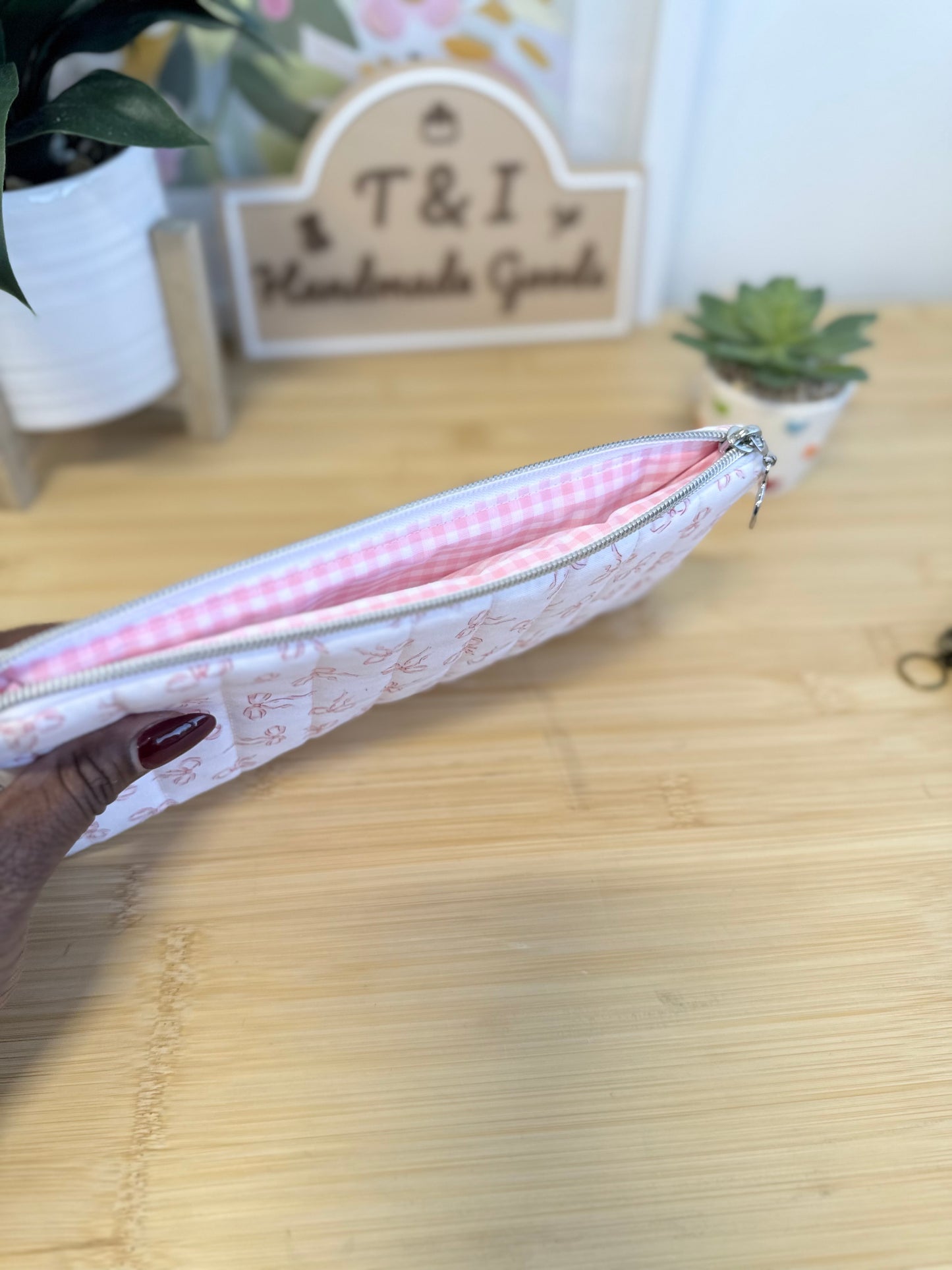Mini bow Flat pencil Pouch