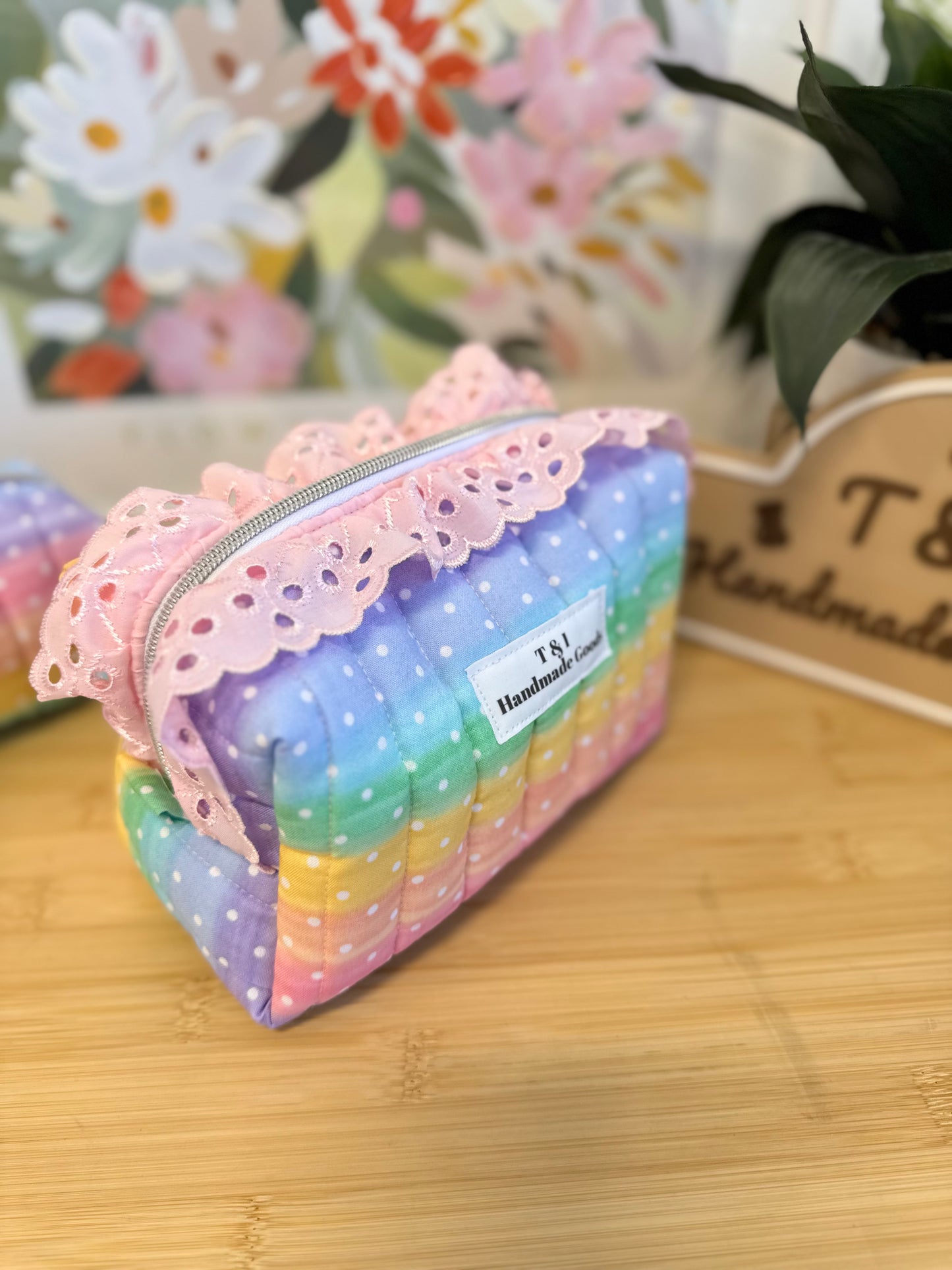 Polka dot Rainbow Ruffle Medium Multipurpose Bag