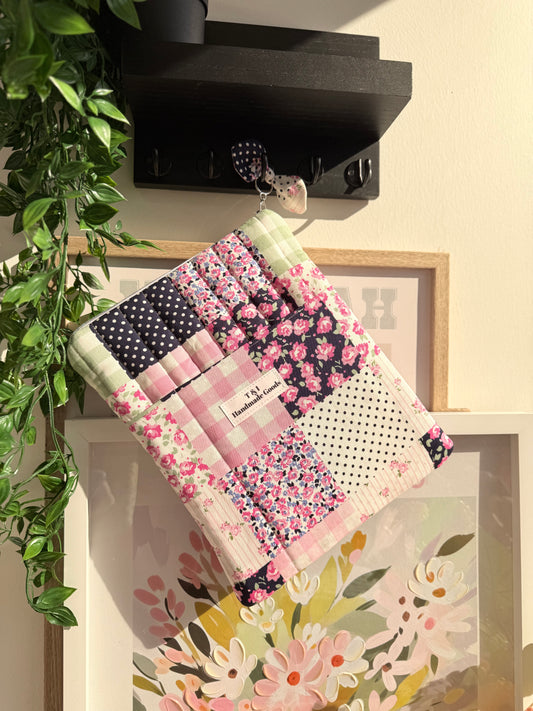 Pink floral Patch IPad Sleeve (fits your IPad w/keyboard)