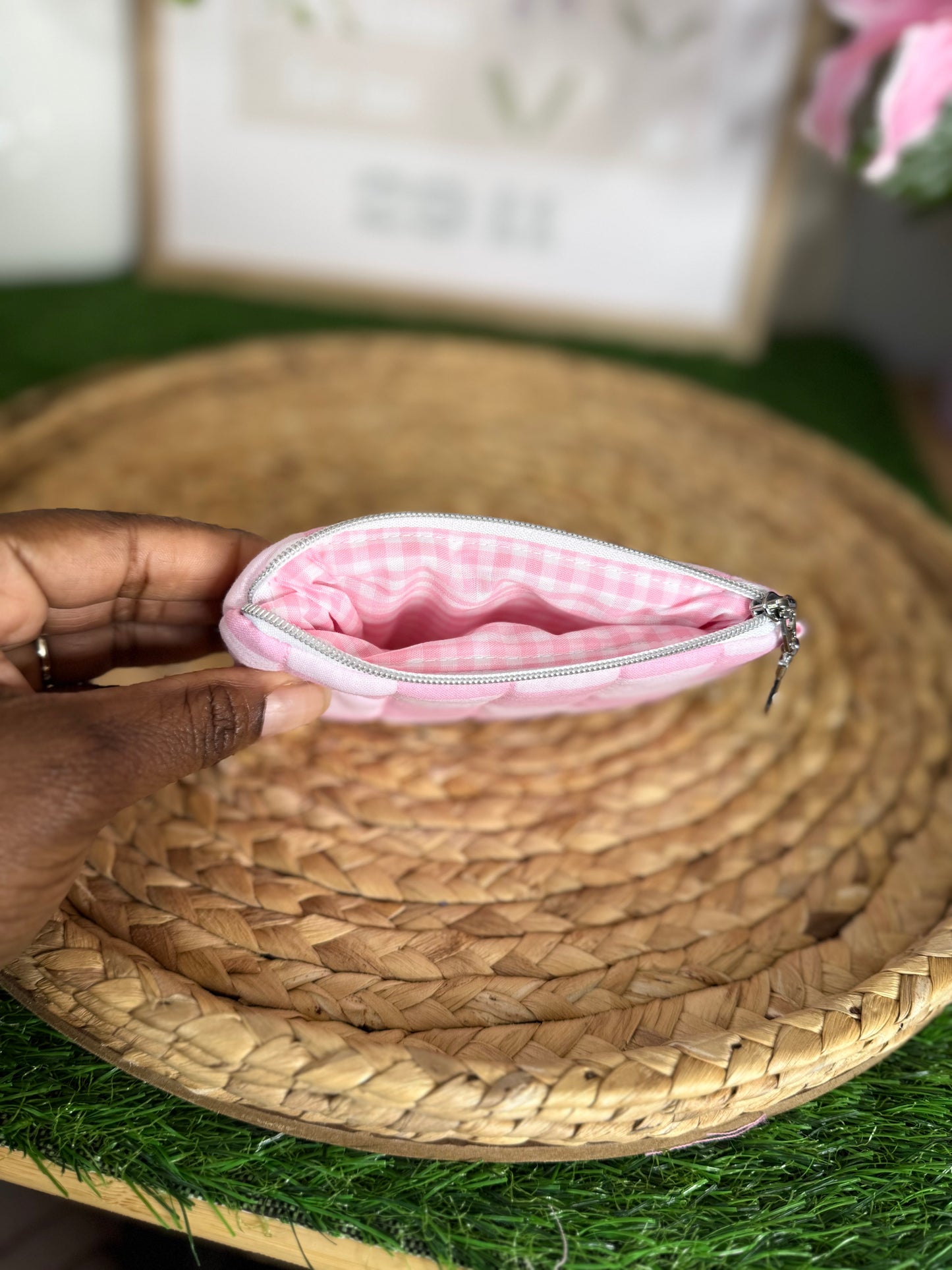 Pink Checker Keychain Wallet