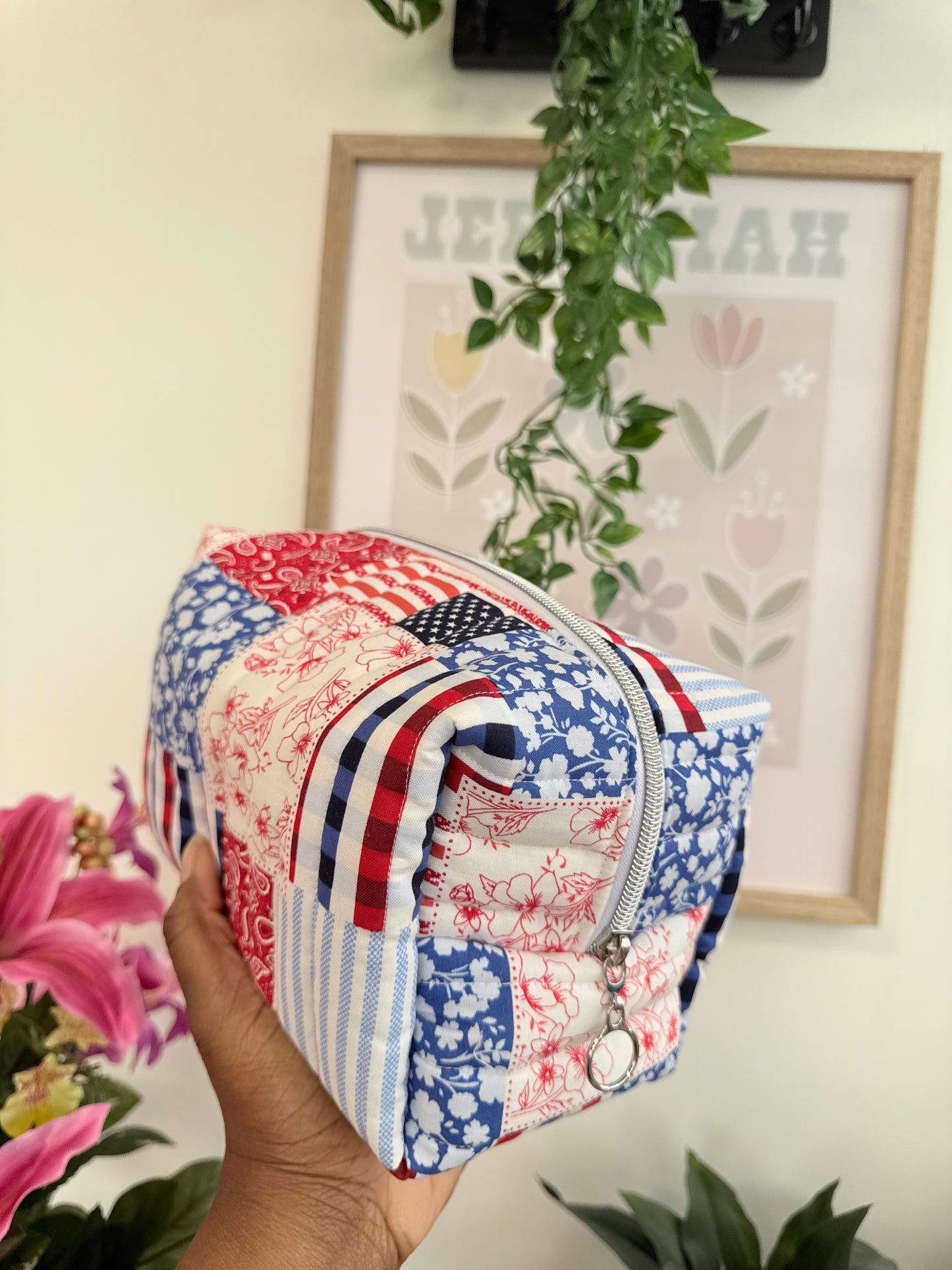 Floral striped patch large Multipurpose Bag