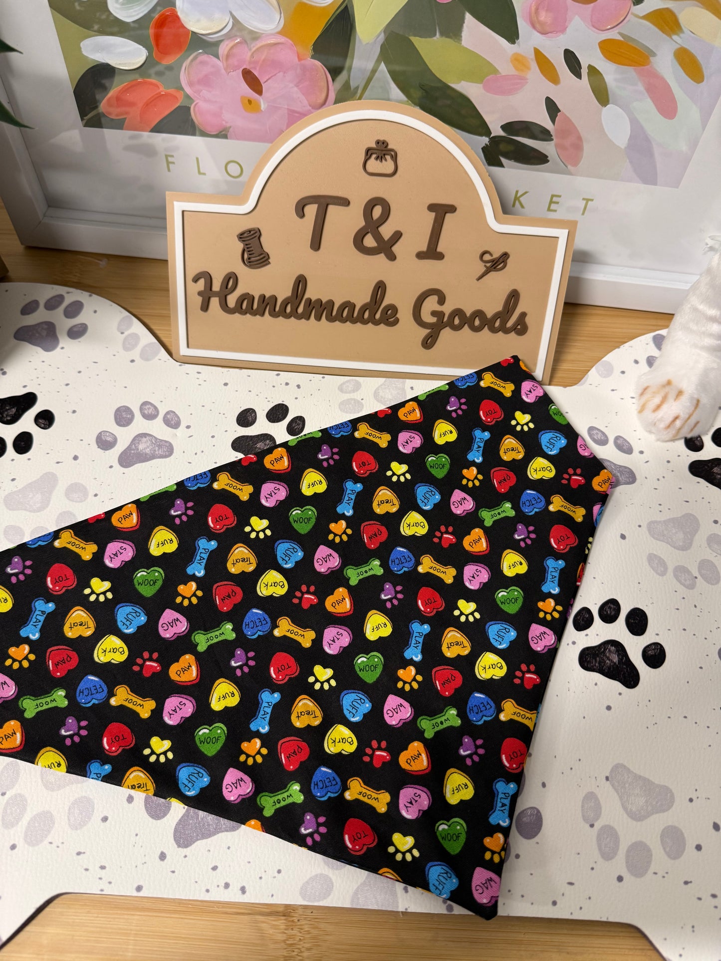 Colorful Paw Print Dog Bandana