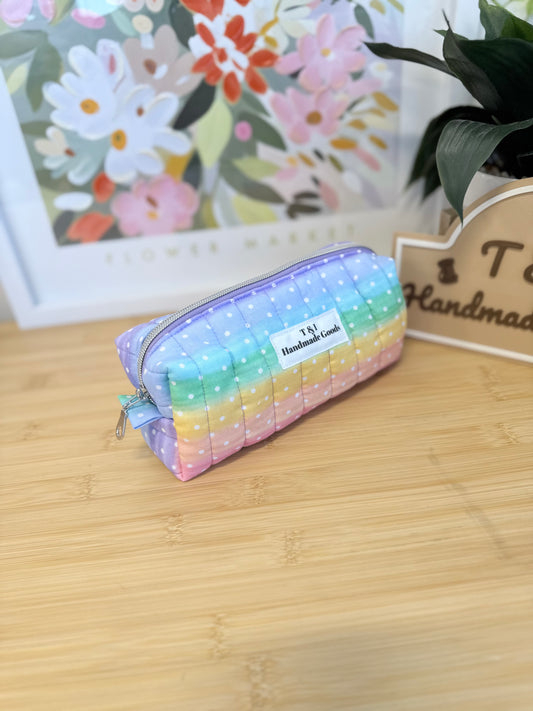 Polka Dots Rainbow BOXY PENCIL MULTIPURPOSE CASE