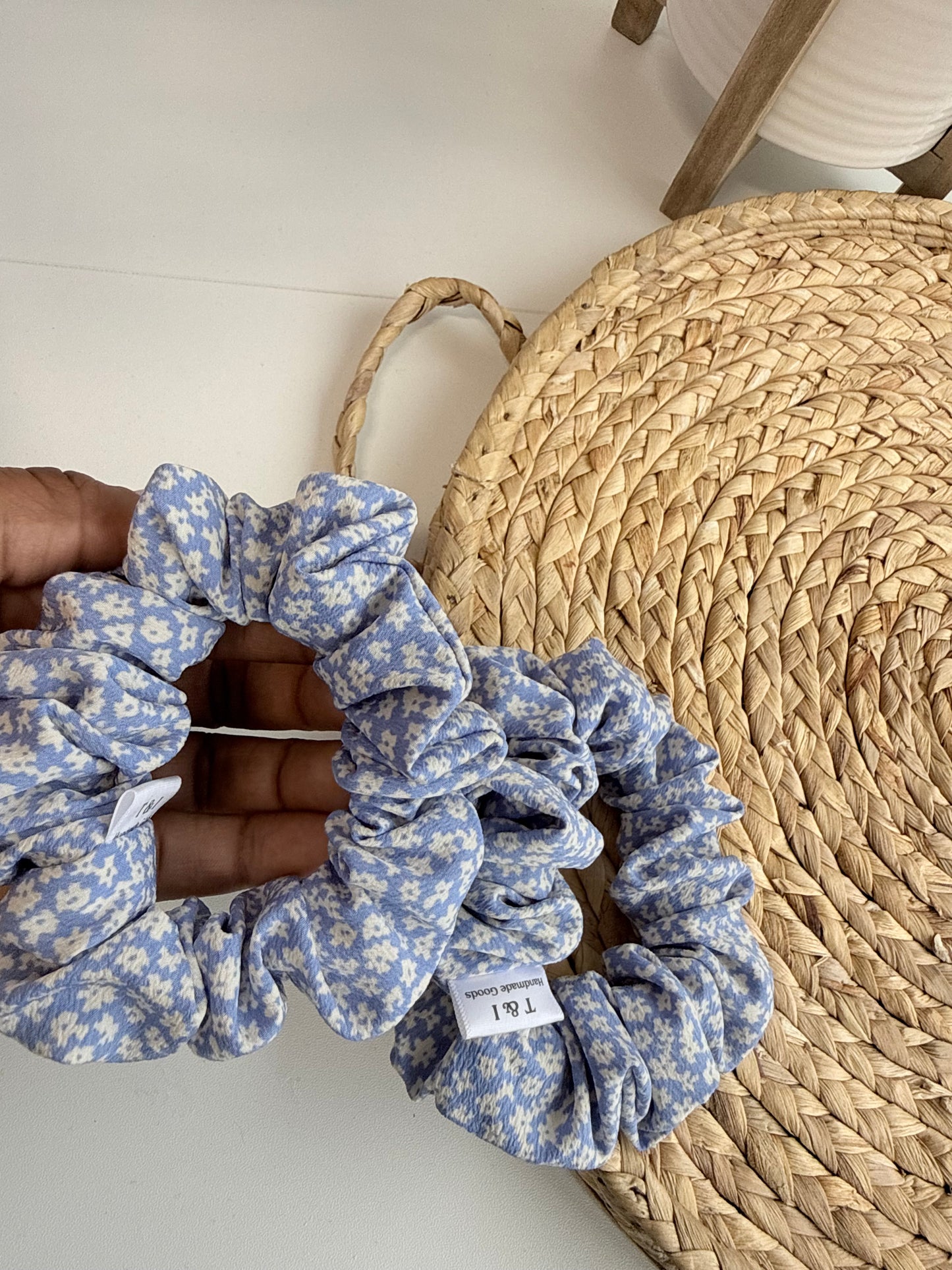 Blue floral Scrunchie (Chiffon)
