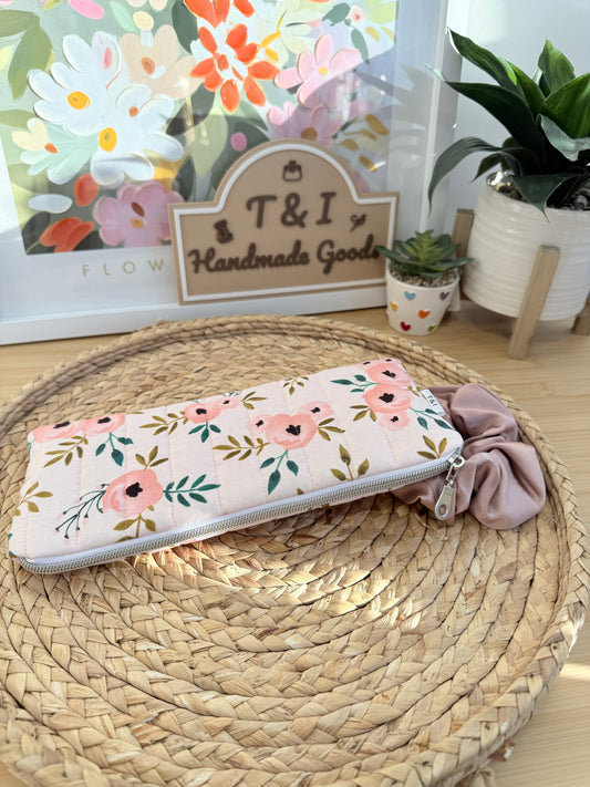 Pink Rose Flat pencil Pouch