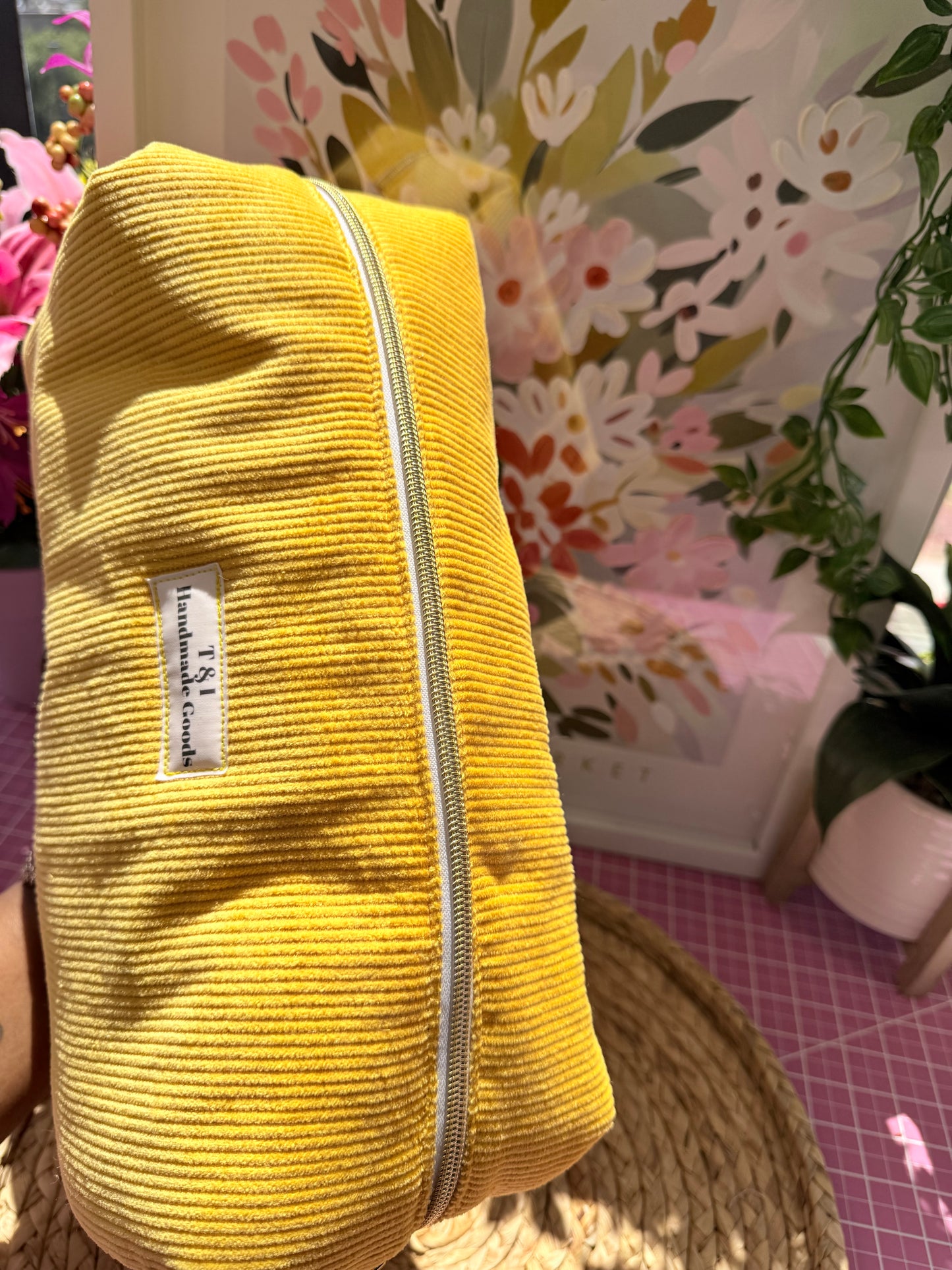 Corduroy yellow floral Dyson Bag