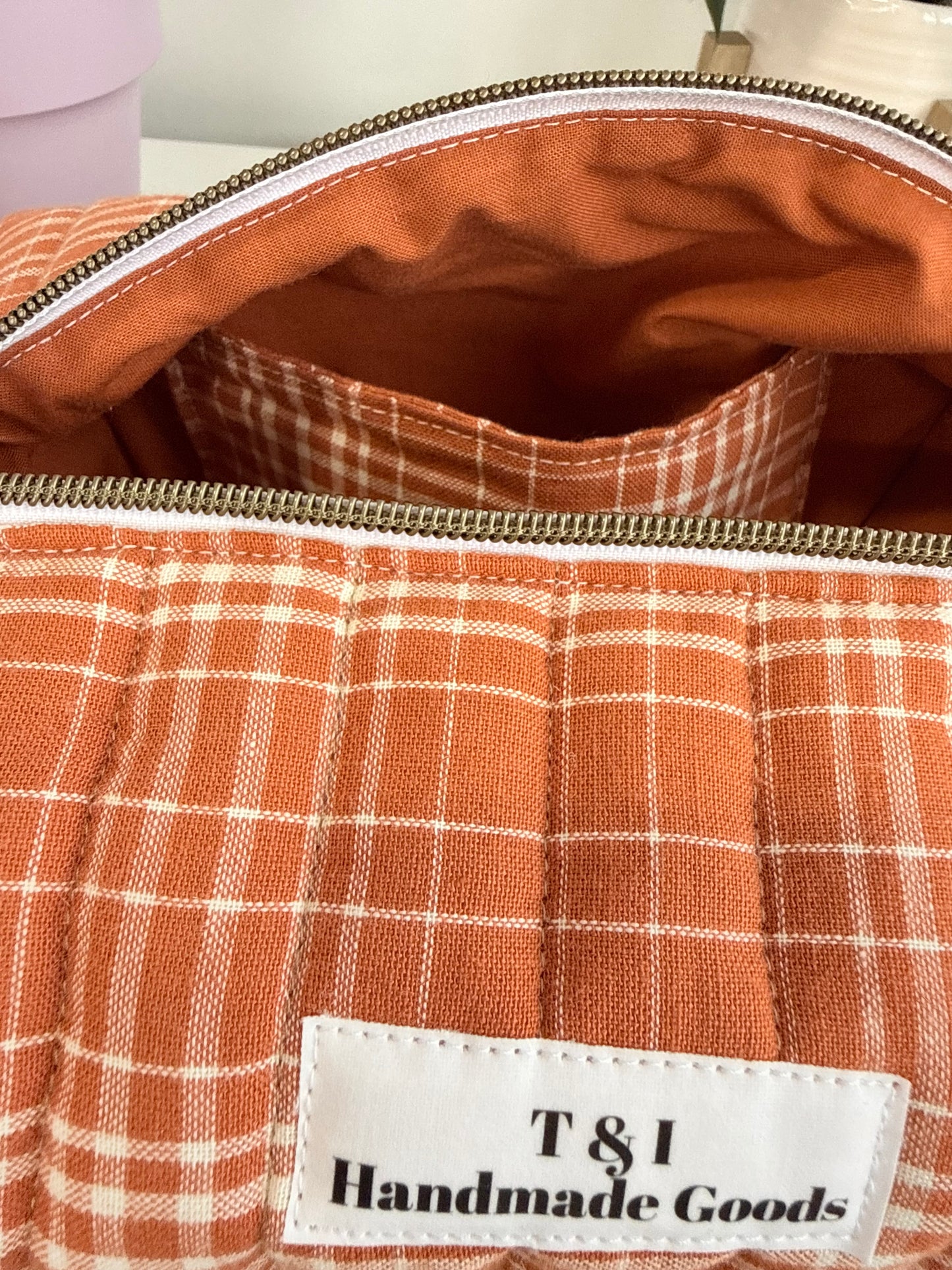 Orangey Plaid large Multipurpose Bag