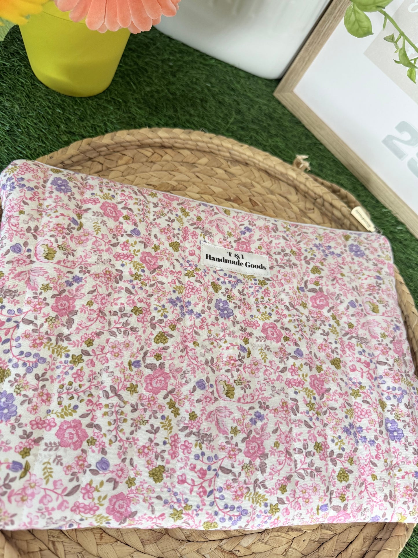 Pink Floral Laptop Sleeve