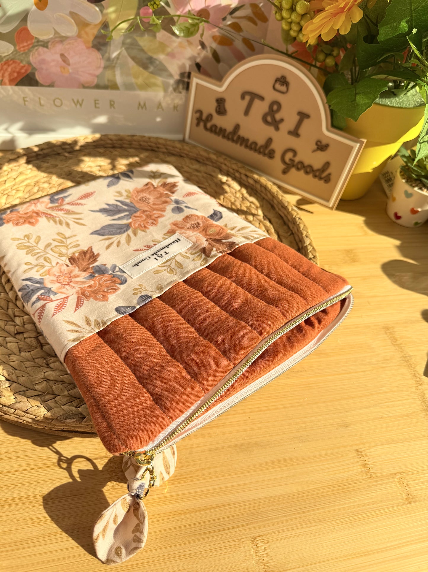 Earthy botanical floral IPad Sleeve (fits your IPad w/keyboard)