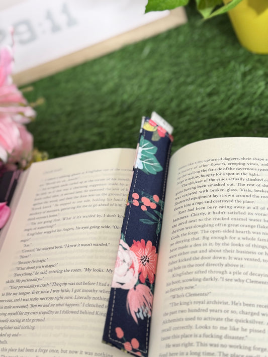 Blue Floral Fabric Bookmark