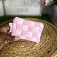 Pink Checker Keychain Wallet