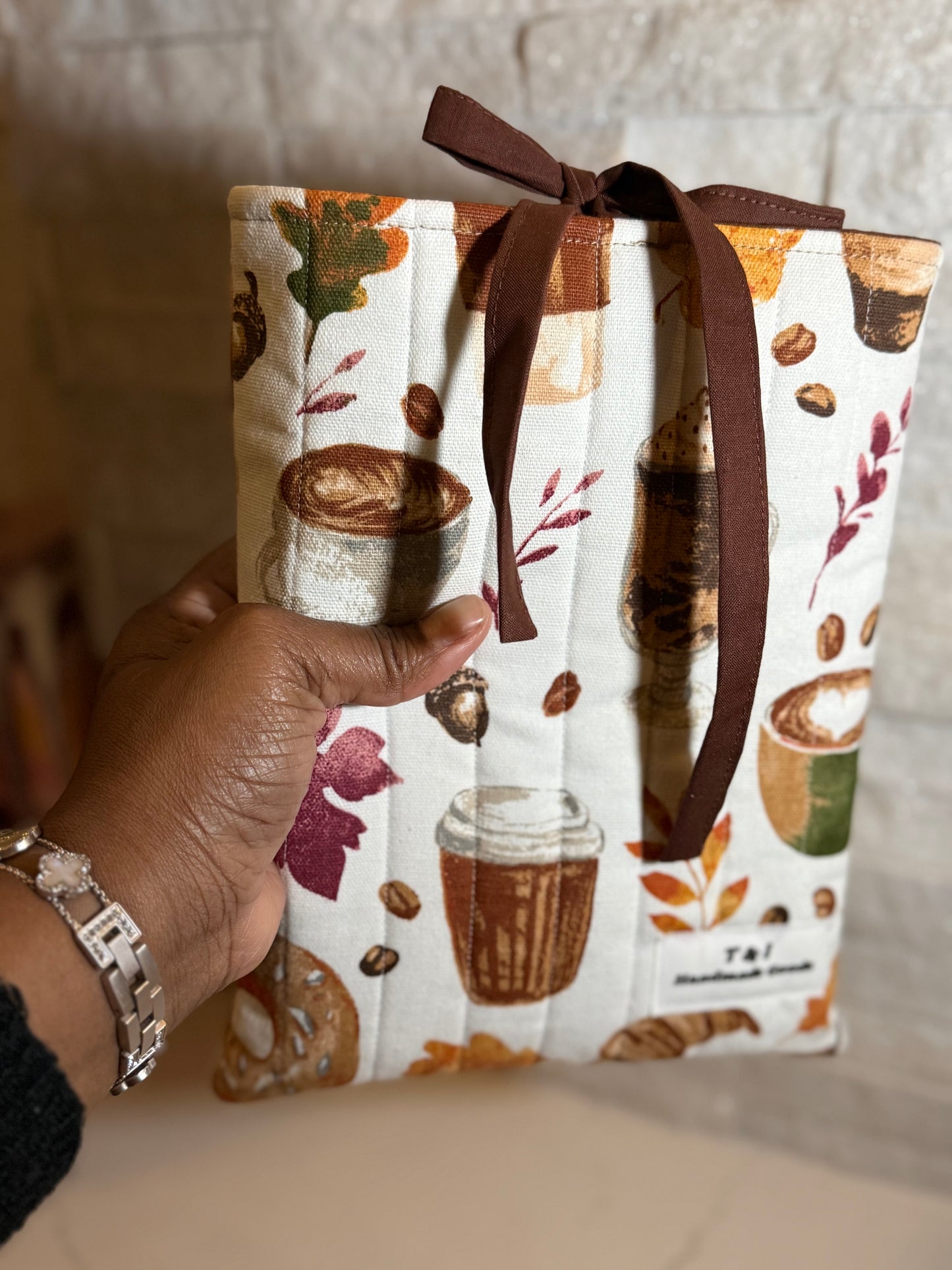 Coffee lover Book Sleeve w/bow