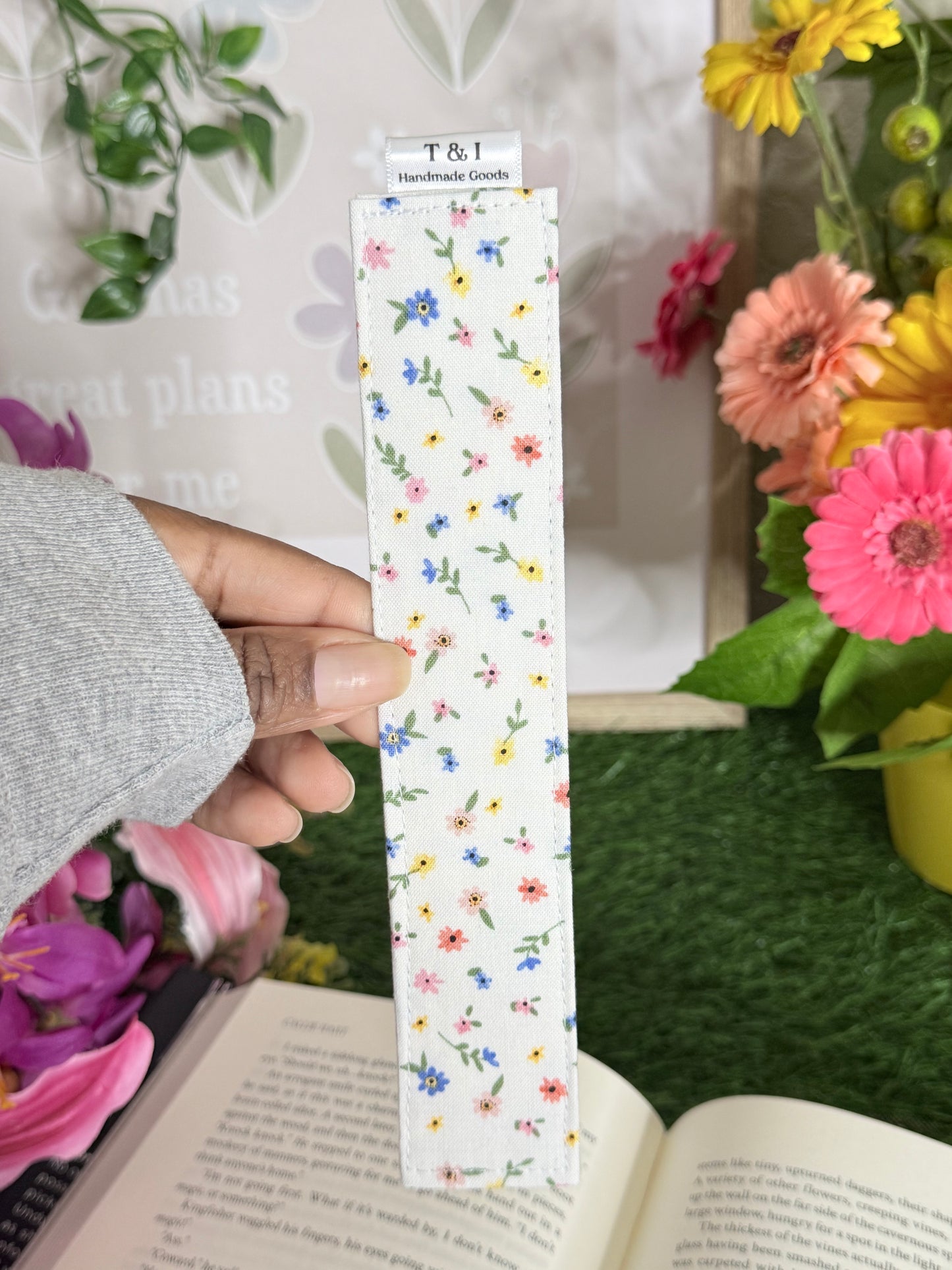 Country Floral Fabric Bookmark