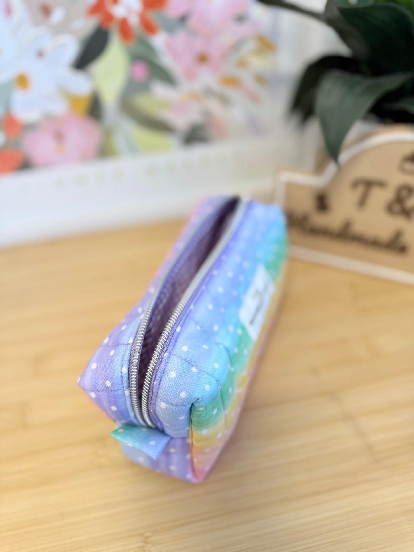 Polka Dots Rainbow BOXY PENCIL MULTIPURPOSE CASE